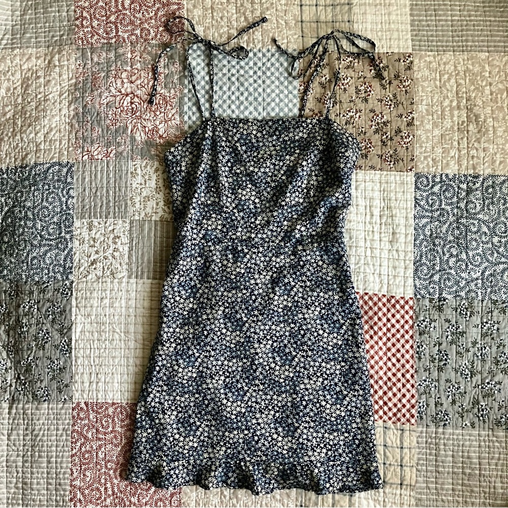 A&F Floral Tie Strap Mini Dress